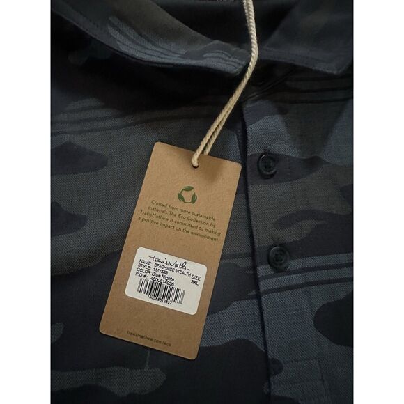 NWT Travis Mathew 3XL Beachside Stealth Camo Polo Shirt Navy - Picture 4 of 7
